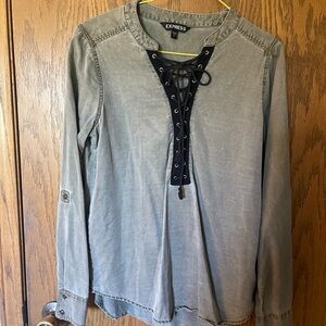 Express V-Neck Long Sleeve Top